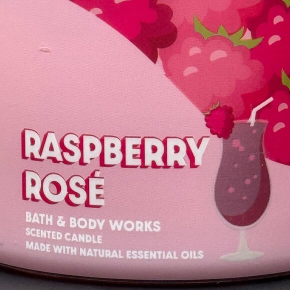 BBW Raspberry Rosé Bath & Body Works 3 Wick Candle - Picture 3 of 10